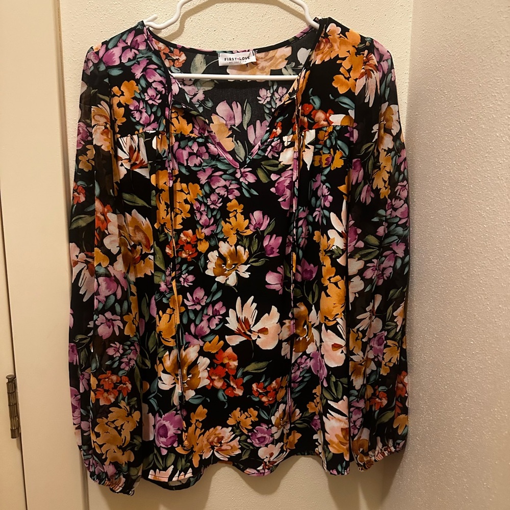 First Love Floral Long Sleeve Blouse - NWOT